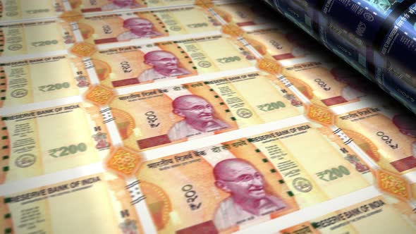 Indian rupee money banknotes printing seamless loop alt