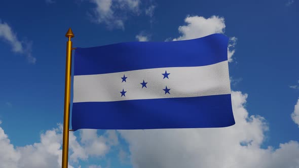 National flag of Honduras waving with flagpole and blue sky timelapse alt