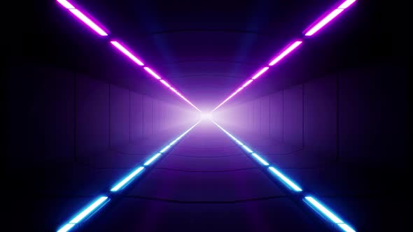 Neon Color Multiple Fluorescent Lamps Tunnel Passage Loop alt