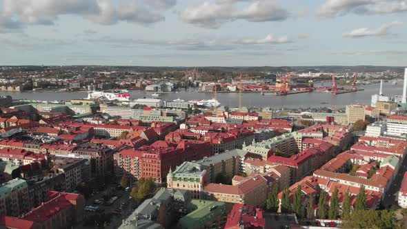 Central Gothenburg Reveal Green City Park Aerial
