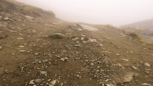 Walking On The Mountain Road Through The Fog 4k