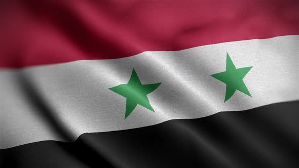 Syria Flag Closeup Blowing In Wind alt