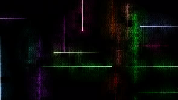 Abstract tech background binary code floating