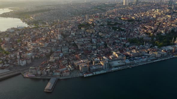 aerial galata tower and istanbul bosphorus  alt