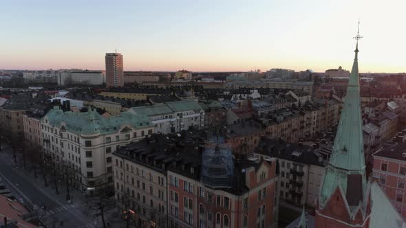 Stockholm City Church and Buildings Aerial View