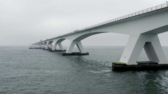 Aerial View of the Zeelandbrug Bridge the Longest Bridge in the Netherlands alt