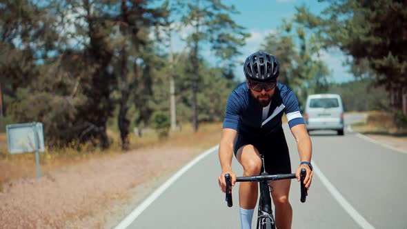 Fit Athlete Workout Training Cycling For Triathlon Competition. Sport Concept. Hard Workout. alt