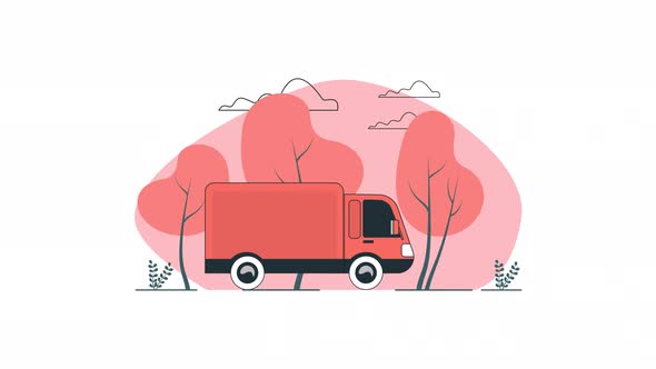 4k Flat Delivery Truck Animation