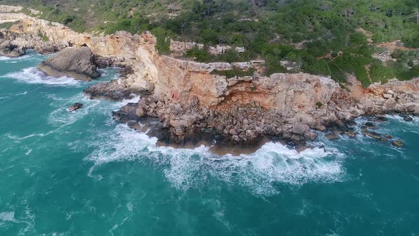 Flight Over Beautiful Seashore at Mallorca