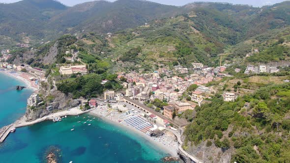 Aerial view of Monterosso al Mare town, Cinque Terre, Italy alt