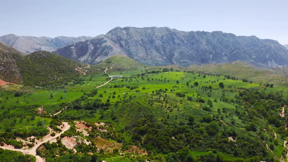 mountainous landscape near to Pilur village, in Hilmare, Albania. aerial panoramic alt