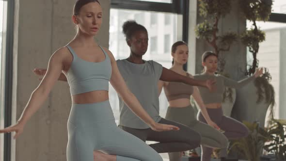 Women in Yoga Tree Pose alt