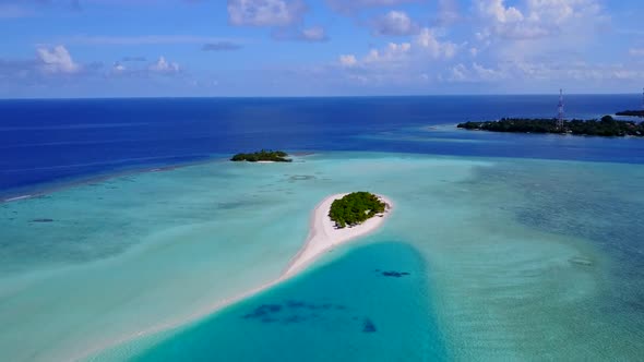 Drone view scenery of island beach by clear sea and sand background alt