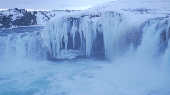 Iceland View Of Beautiful Godafoss Waterfall In Winter 3