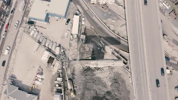 4K Concrete City Bridge Destruction Landscape Drone Birds eye view_001 alt