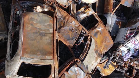 Vertical Video of Destroyed Cars in the City of Irpin Ukraine alt