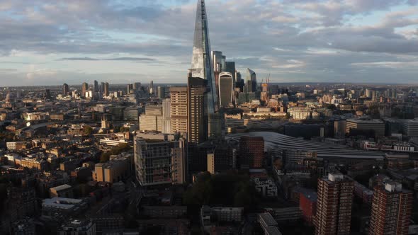Aerial View of London City Skyline with Shard and Tower Bridge in the Foreground alt