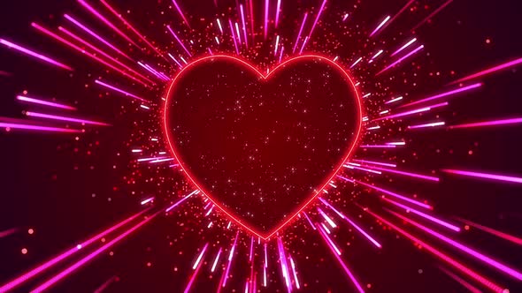 Heart Neon Particles Hd
