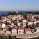 Aerial view of Primosten medieval old town by the Adriatic sea in Croatia