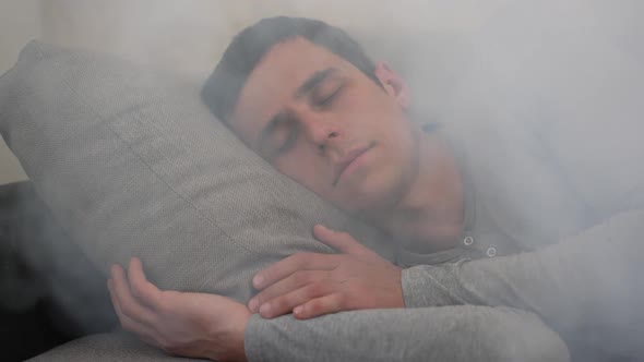 A Man Sleeps While a Fire Starts alt