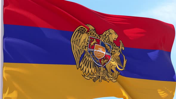 Armenia Coat of Arms Flag Looping Background