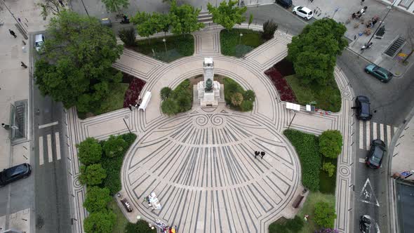 Aerial View of Praca Carlos Alberto Square in Porto City Portugal