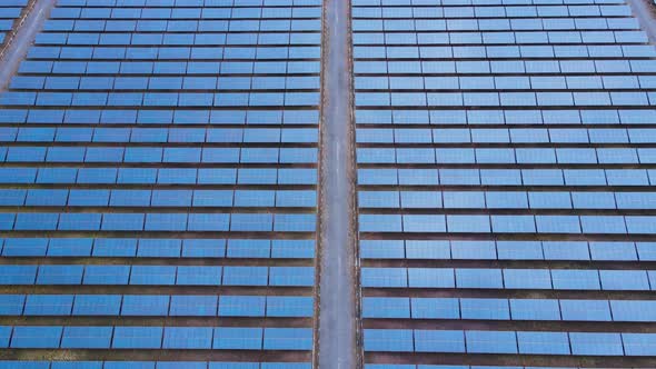 Eco Power Save Earth Solar power plant and 4K aerial view. Renewable energy. Green tech. alt