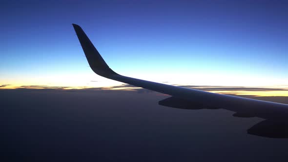 Airplane Wing Window Sunset