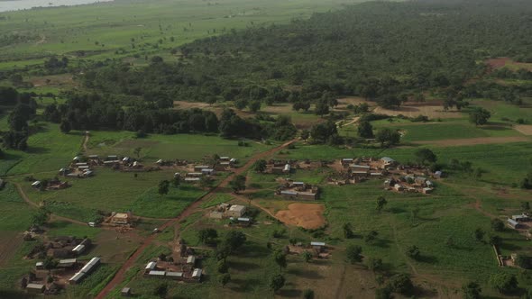 Africa Mali Vast Field And Village Aerial View 4