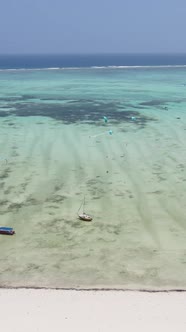 Tanzania  Vertical Video of the Ocean Near the Coast of Zanzibar Slow Motion alt
