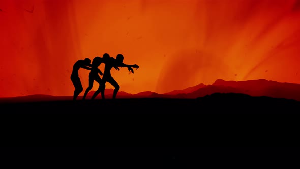 Creepy Zombies Walking On A Mysterious Land alt