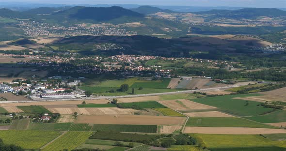 The countryside and Gergovie from the Gergovie plateau, Puy-de-Dome, Auvergne, France alt