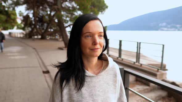 Caucasian Female Stroll Seacoast Prores Video alt