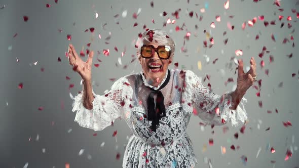 Happy elegant grandmother alt