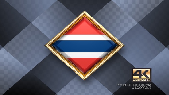 Thailand Flag Rotating Badge 4K Looping with Transparent Background