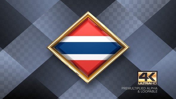 Thailand Flag Rotating Badge 4K Looping with Transparent Background alt
