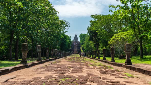 time lapse of Prasat Khao Phanom Rung Historical park in Buriram, Thailand