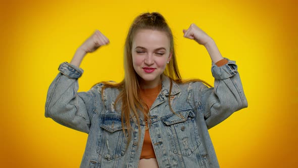 Young Adult Teenager Girl Fingers Down Demanding Immediate Serious Conversation Giving Command alt