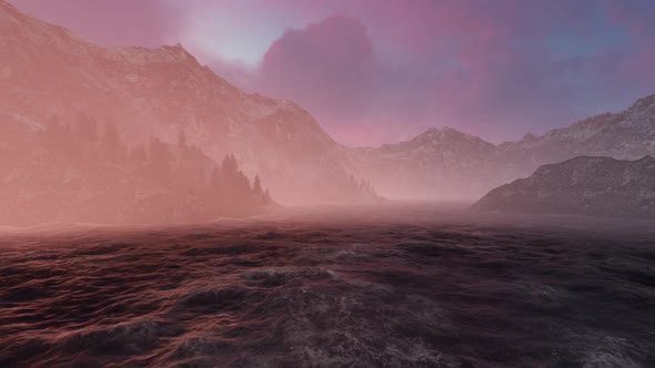 2k Pink Mountain Mountains And Purple Fog alt
