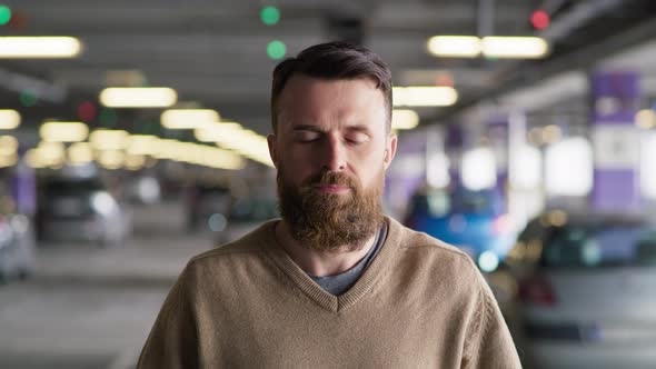 Handheld video man putting a protective face mask. Shot with RED helium camera in 8K. alt