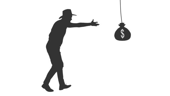 Silhouette of a Person in Cowboy Hat in the Pursuit of Wealth