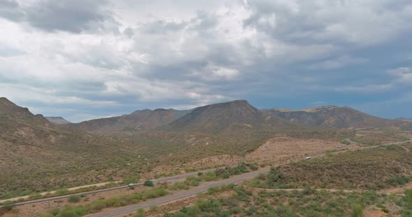 Panorama View Canyon with Cactus a Mountain Desert Landscape Near a Scenic Highway in the Arizona alt