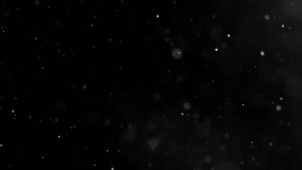 A suspension of white-silver particles in the air alt