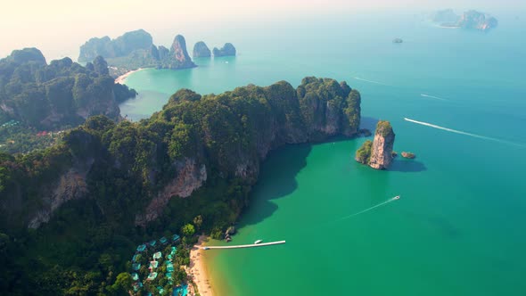 An aerial view of the coast, mountains and many beautiful islands alt