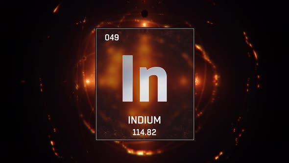 Indium as Element 49 of the Periodic Table on Orange Background