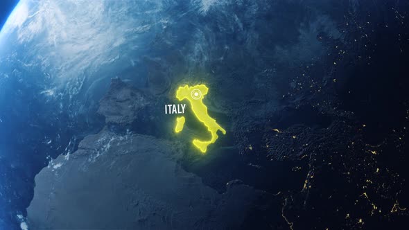 Earh Zoom In Space To Italy Country Alpha Output