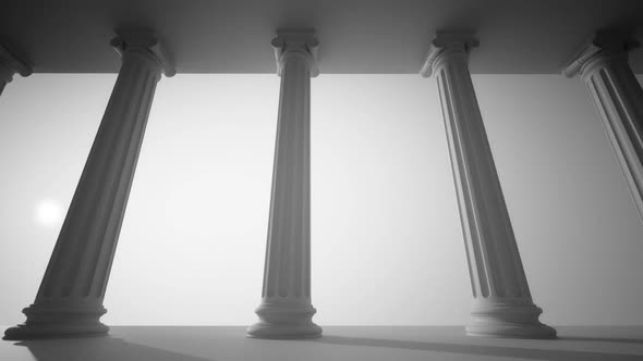Infinite walk with a side view of white classical Greek columns. Loopable. HD alt