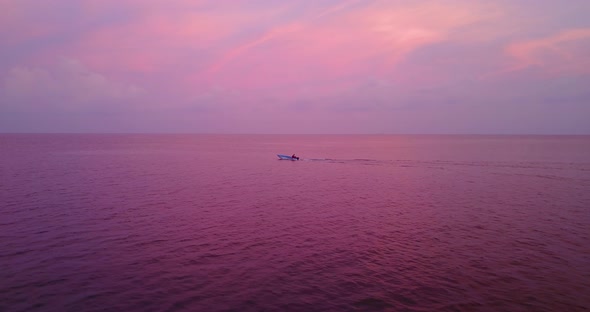Beautiful birds eye copy space shot of a sunshine white sandy paradise beach and aqua blue water alt