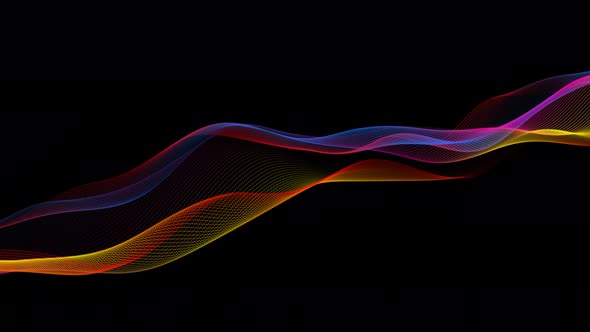 New Technology Digital Particle Wave Motion On Black Background alt