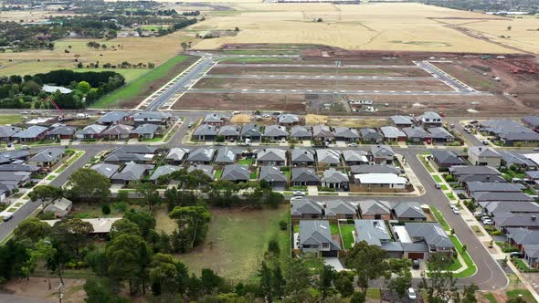 AERIAL Newly Developed Housing Estate And Land Ready For New Buildings alt
